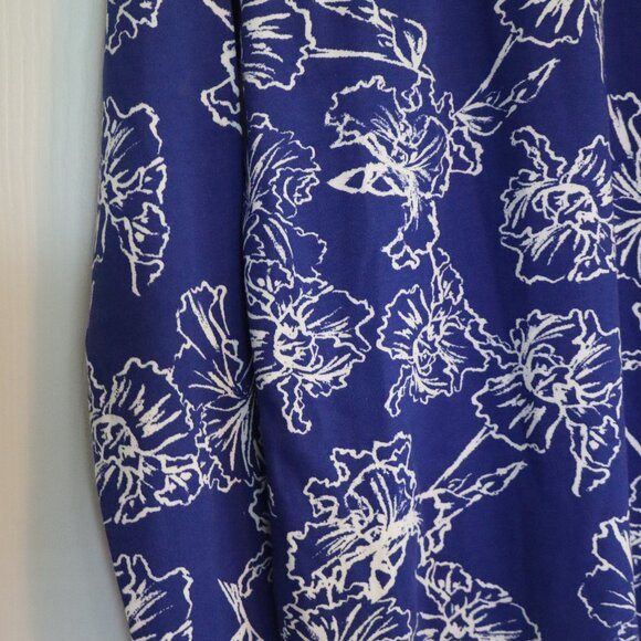 Women's Size PL Royal Blue/White Long Sleeve Cotton Top Scoop Neck NEW - Picture 2 of 8